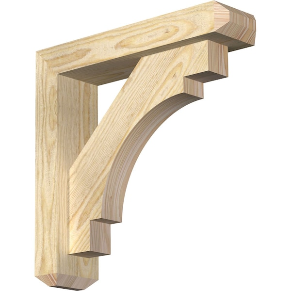 Ekena Millwork Merced Craftsman Rough Sawn Bracket w/ Offset Brace, Douglas Fir, 4"W x 16"D x 16"H BKT0402X16X16MRC04RDF - main